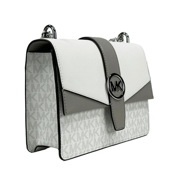 NEW Michael Kors Greenwich Small Shoulder Flap Crossbody Bag Optic White Purse - Picture 4 of 5